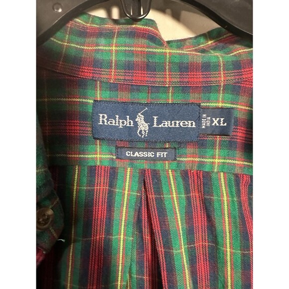 Ralph Lauren Classic Fit Green Red Plaid, Size XL - Picture 4 of 5